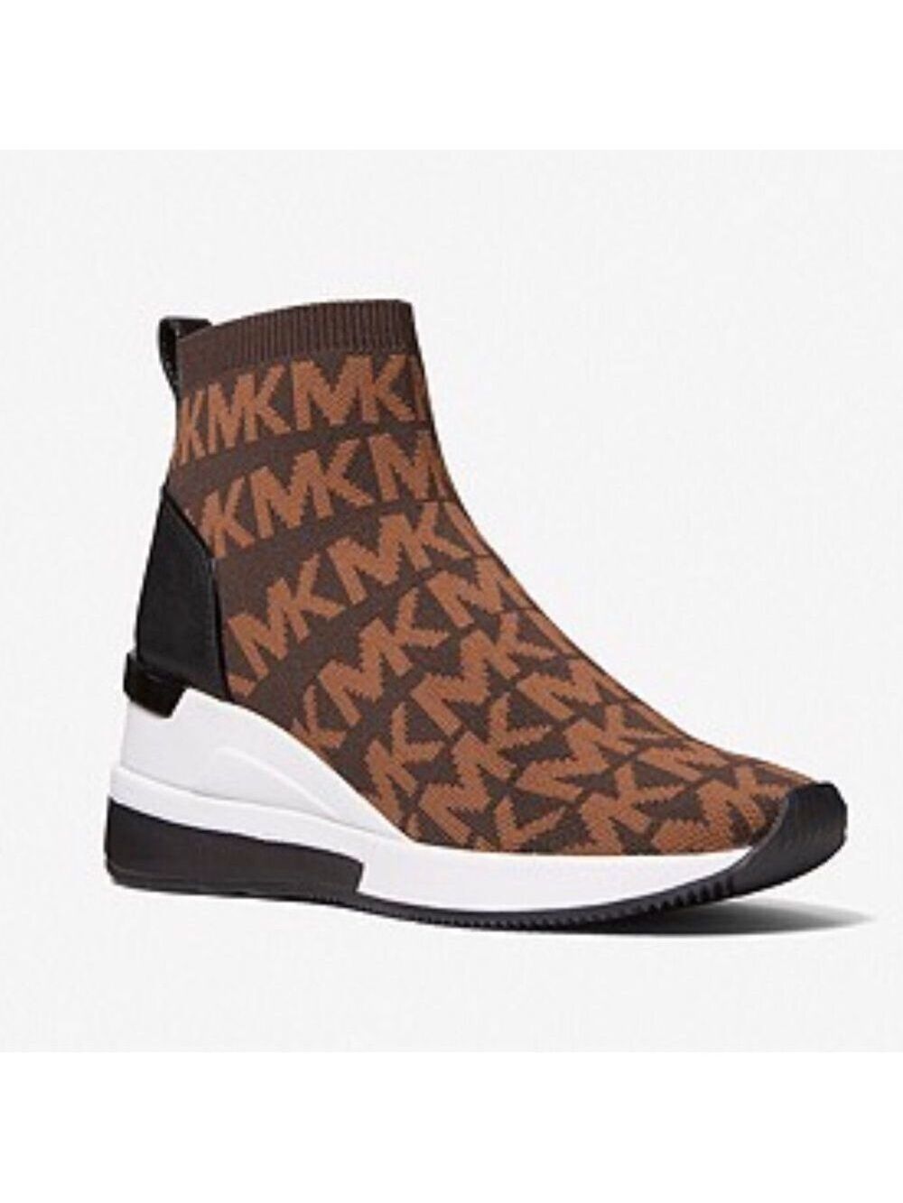 Michael Kors Skyler Logo Chocolate Stretch Knit Sock size 8.5